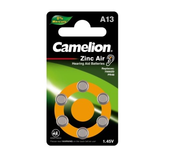 Батарейка CAMELION A13-BP6 Zinc-Air,1х6 шт